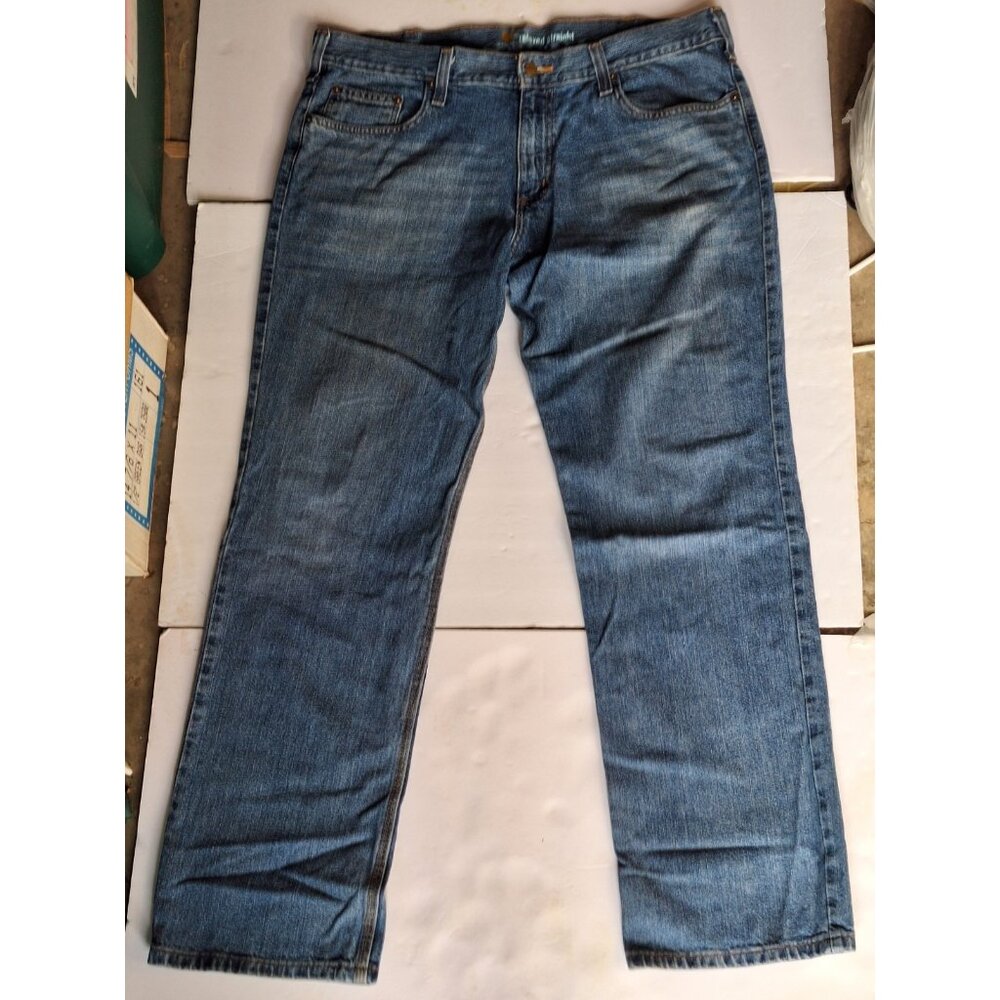 Carhartt Jeans Mens 40x32 Blue Denim Relaxed Fit Straight Jeans
